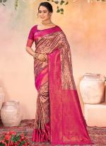 Kanjivaram Silk Pink Party Wear Weaving Saree